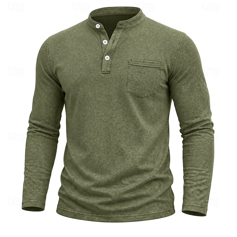 Elliot | Garment-Dyed Long Sleeve Henley Shirt