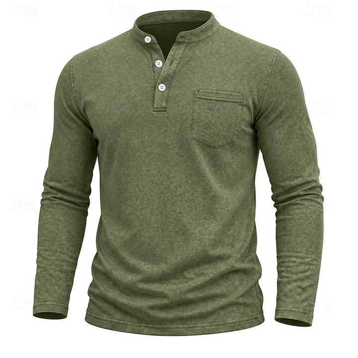 Elliot | Garment-Dyed Long Sleeve Henley Shirt