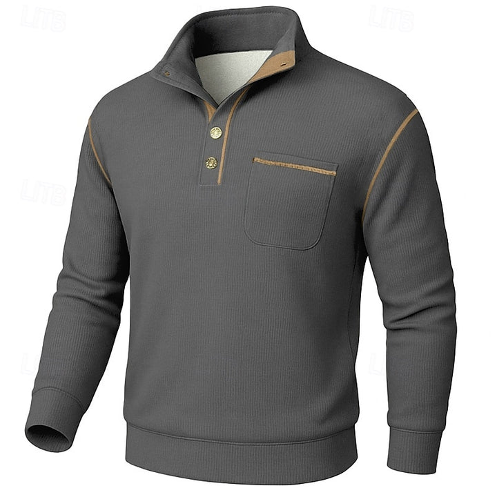 Harvey | Button-Up Standing Collar Pullover