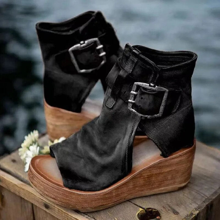 Louisa | Buckled Wedge Sandals
