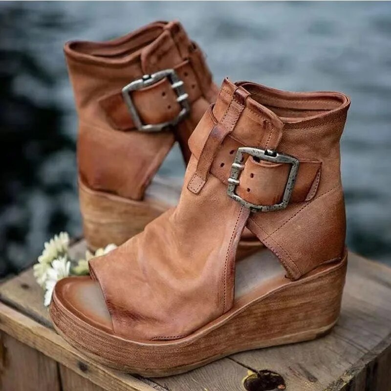 Louisa | Buckled Wedge Sandals