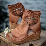 Louisa | Buckled Wedge Sandals