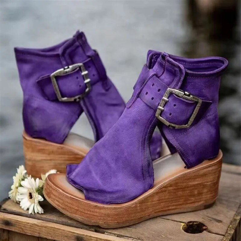 Louisa | Buckled Wedge Sandals