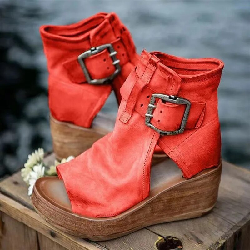 Louisa | Buckled Wedge Sandals