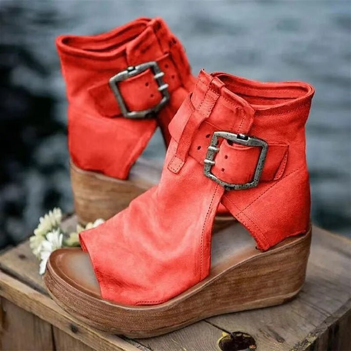 Louisa | Buckled Wedge Sandals