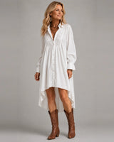 Annabel | Lace-Trimmed High-Low Shirt Dress