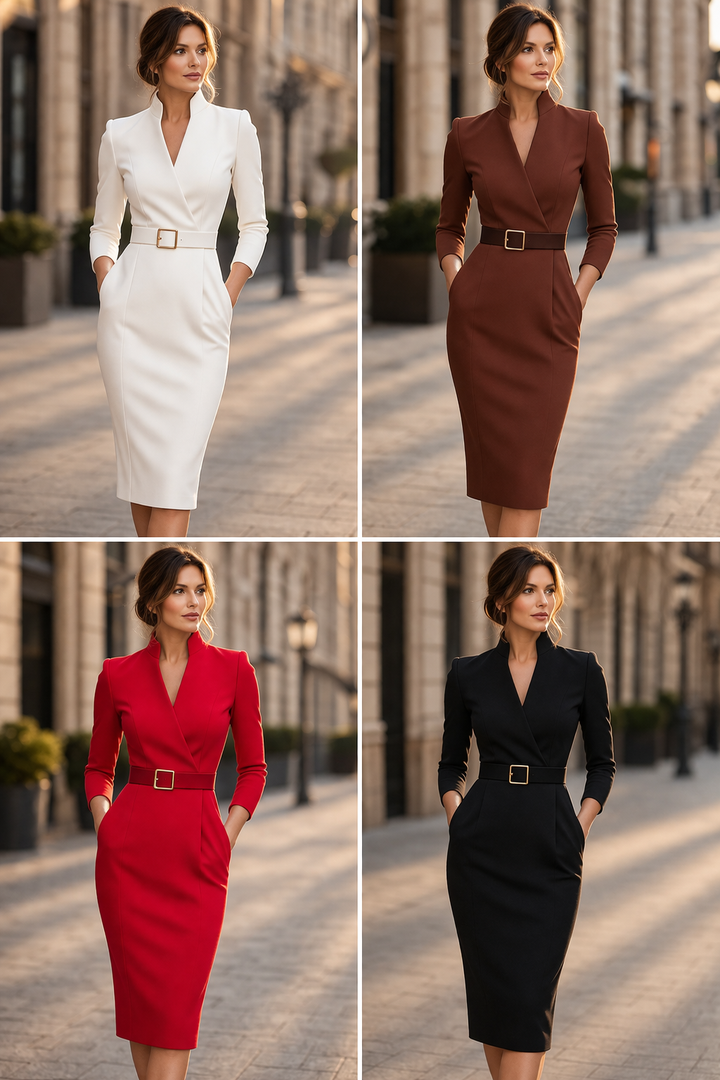 Elysia | Belted Wrap Midi Dress