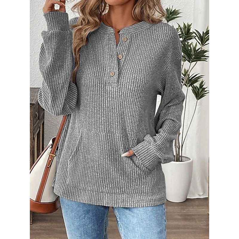 Naomi | Ribbed Button-Neck Top