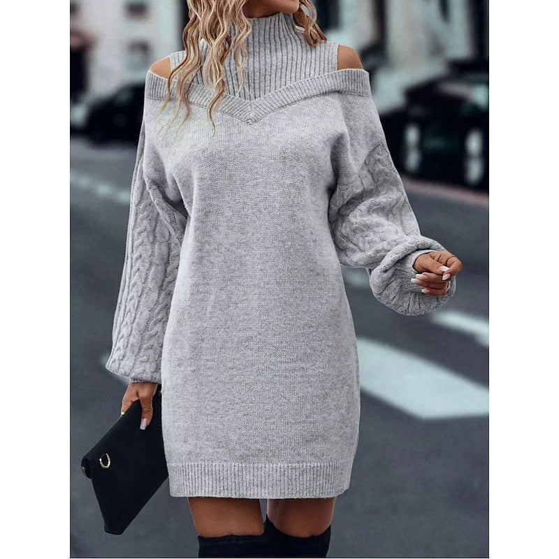 Meredith | Cold-Shoulder Turtleneck Dress