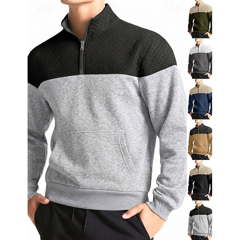 Spencer | Colour-Block Quarter-Zip Sweatshirt