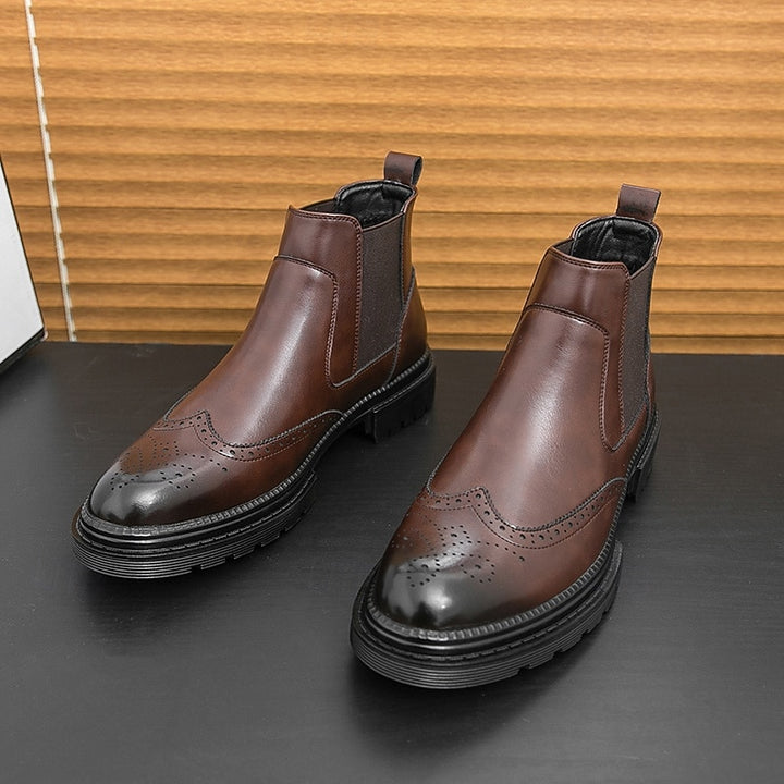 Laurence | Refined Brogue Chelsea Boots