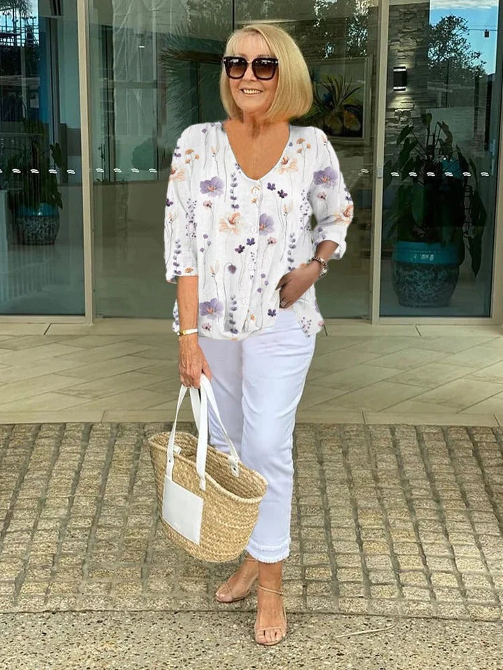 Wendy | Floral Button Tunic Top