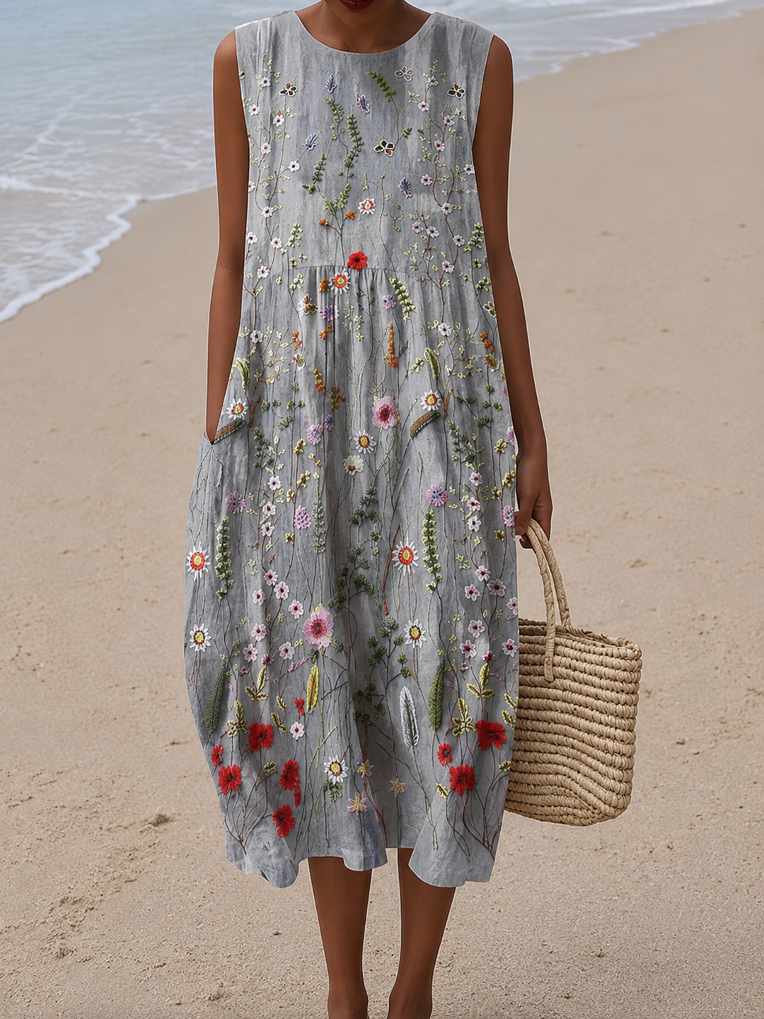 Bernice | Sleeveless Floral Midi Dress