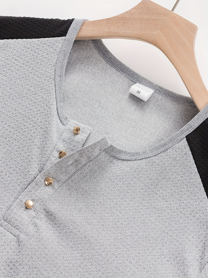 Bryce | Textured Contrast Henley Shirt