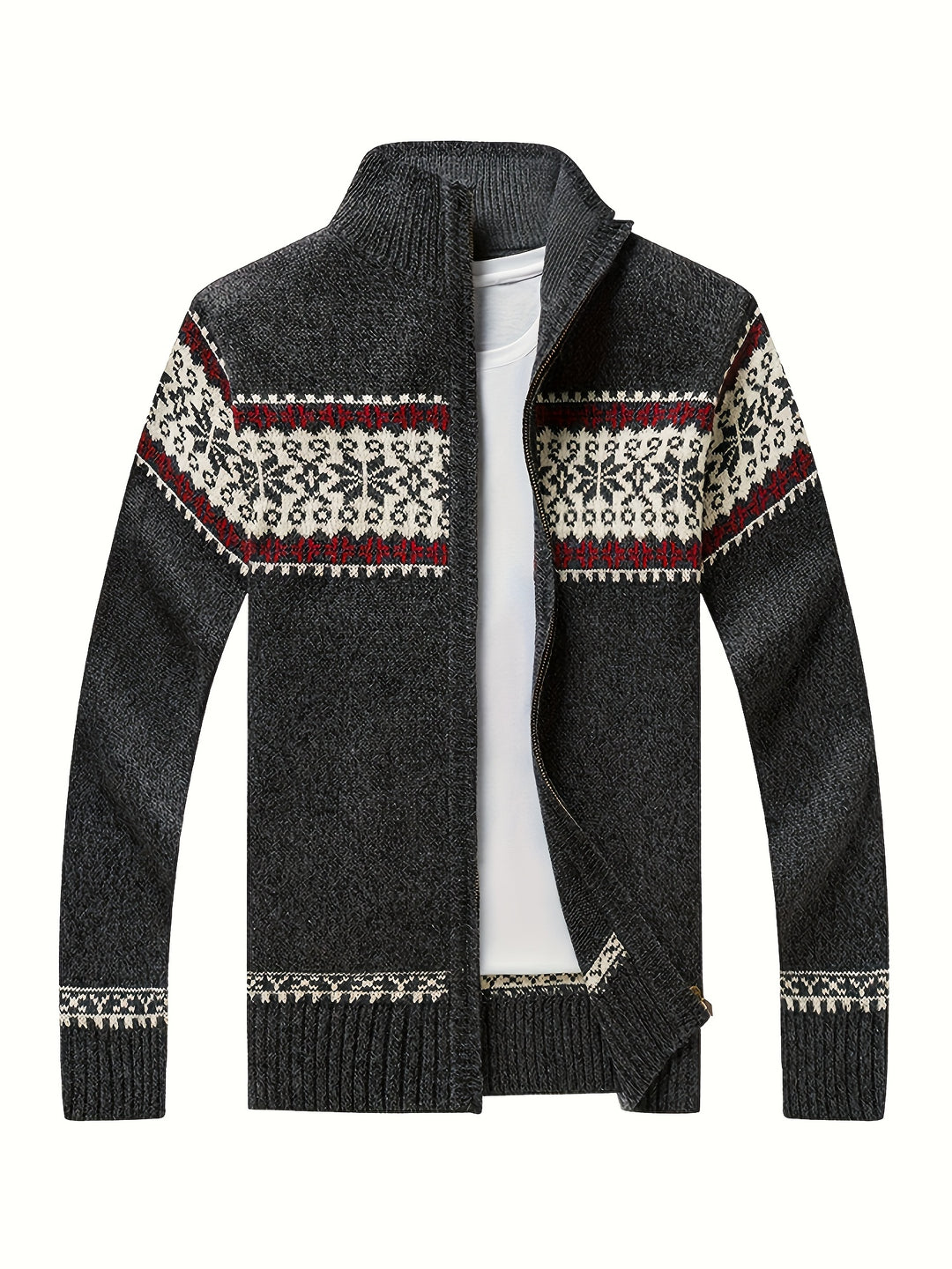 Reuben | Nordic-Pattern Zip Cardigan