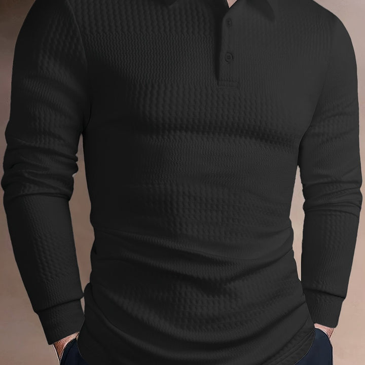 Lawrence | Textured Long Sleeve Polo Shirt