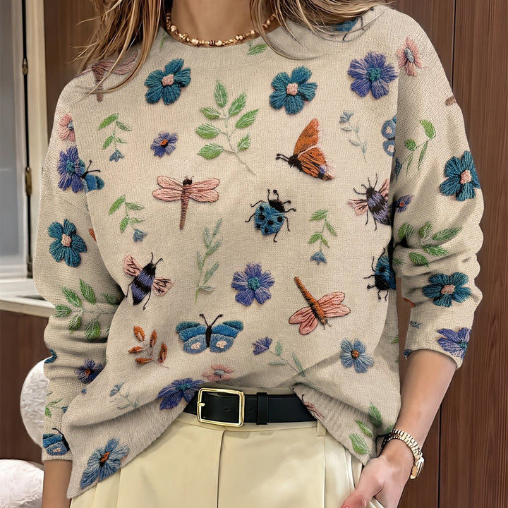 Sylvia | Embroidered Botanical Crewneck Jumper