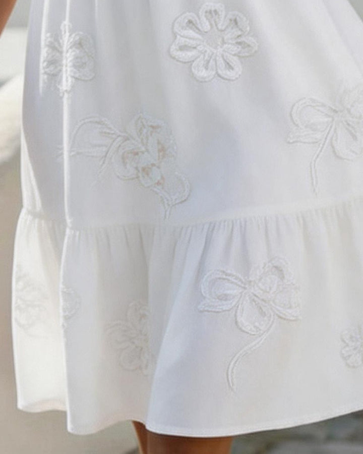 Lila | Floral Embroidered Midi Dress