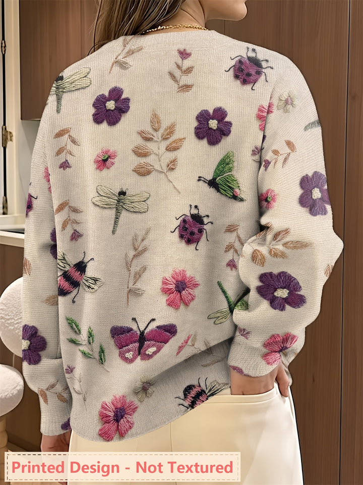 Sylvia | Embroidered Botanical Crewneck Jumper