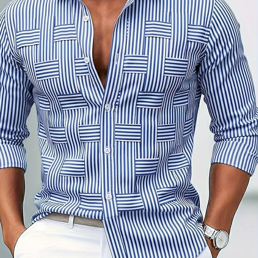 Bennett | Woven-Stripe Long Sleeve Shirt
