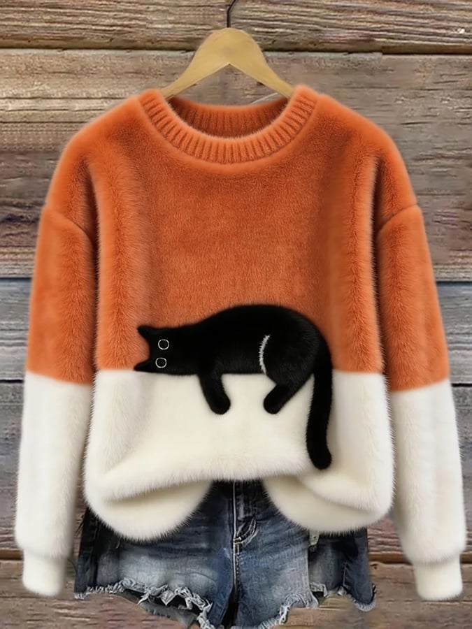 Lottie | Cosy Cat-Print Oversized Jumper