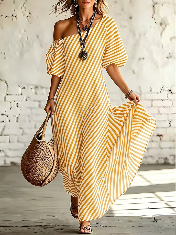 Grace | Off-Shoulder Striped Maxi Dress