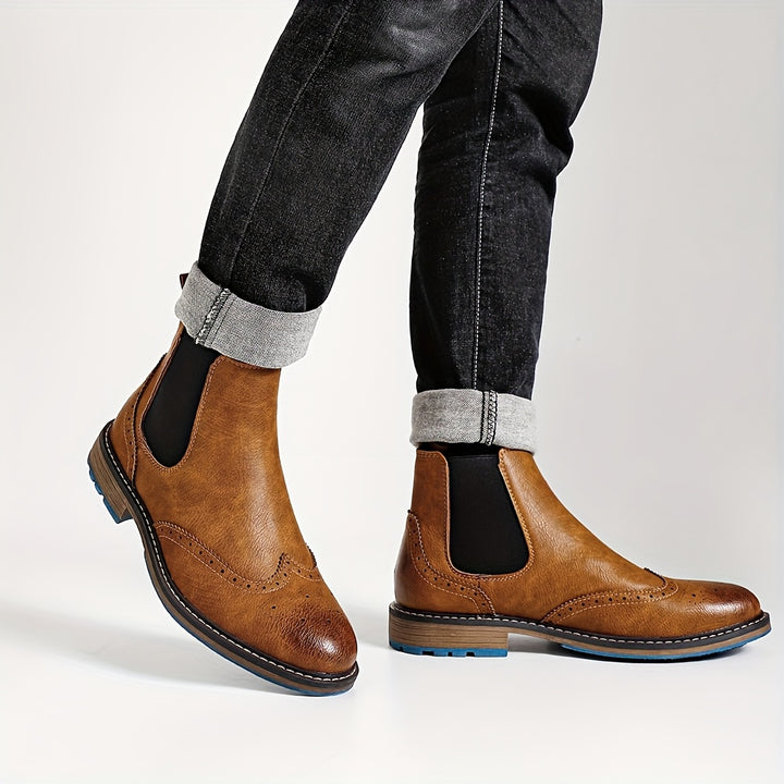 Barnaby | Refined Brogue Chelsea Boots