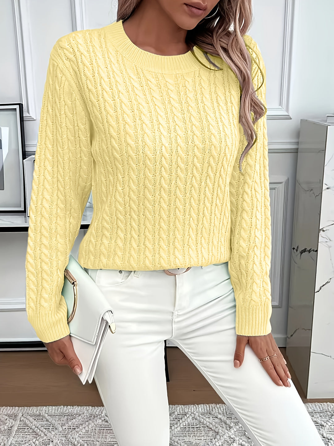 Maeve | Cable-Knit Round Neck Jumper