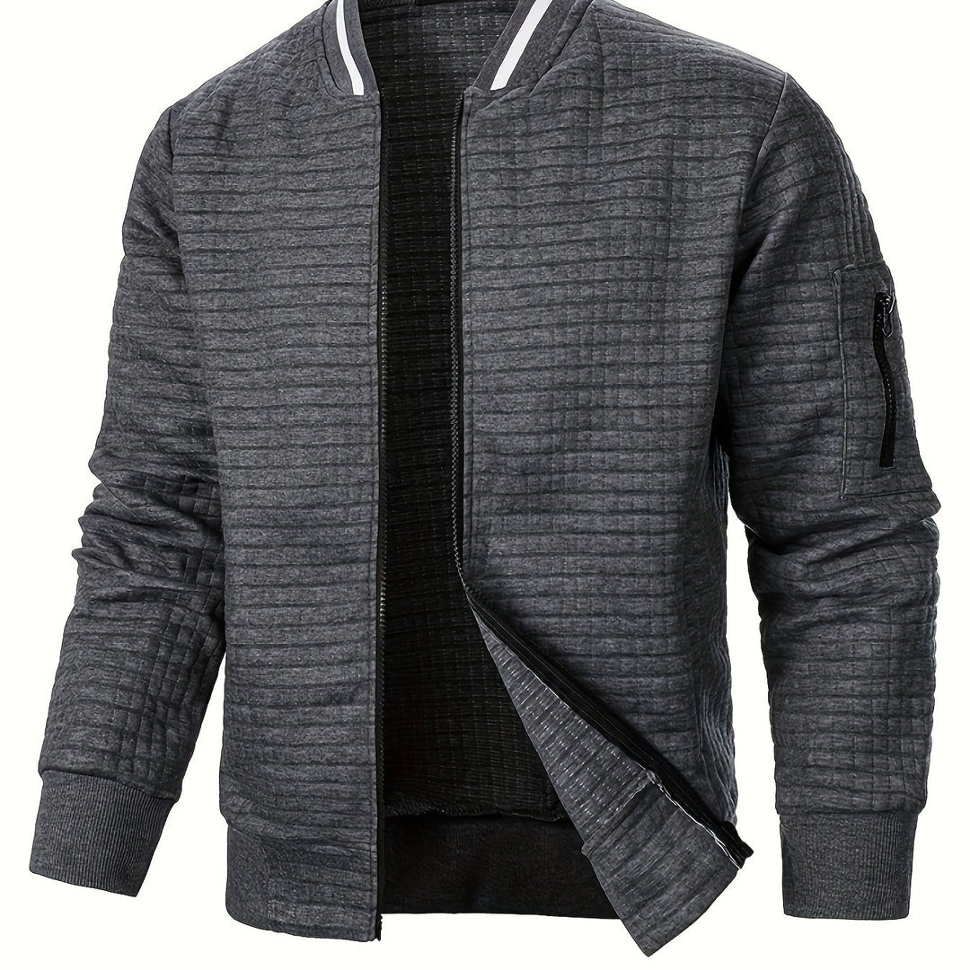 Spencer | Textured Zip-Up Bomber Jacket