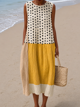 Yvette | Colourblock Polka Dot Midi Dress