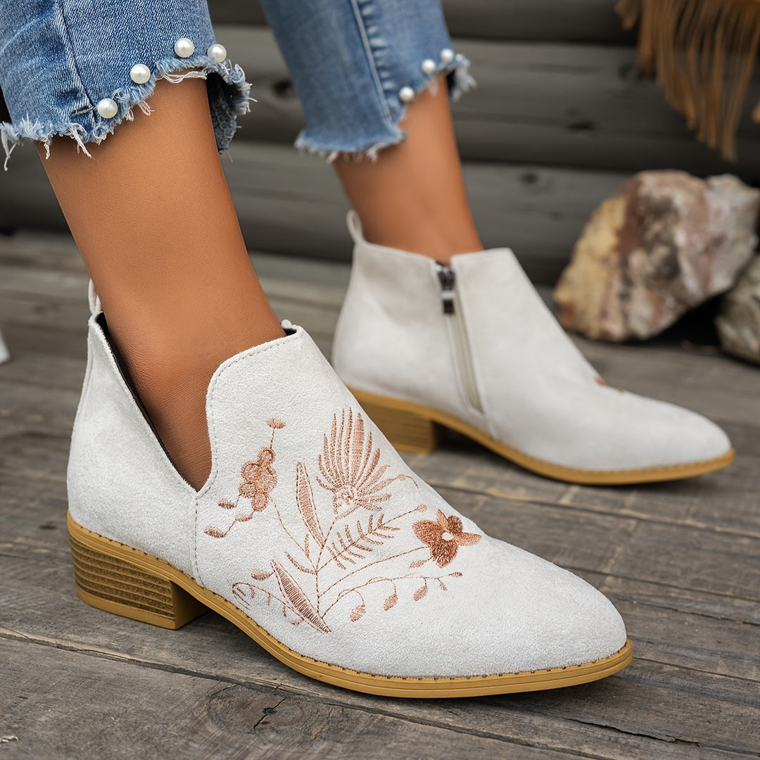 Annabel | Embroidered Ankle Boots