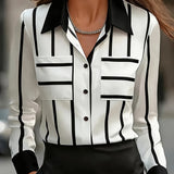 Adaline | Contrast-Trim Long-Sleeve Shirt