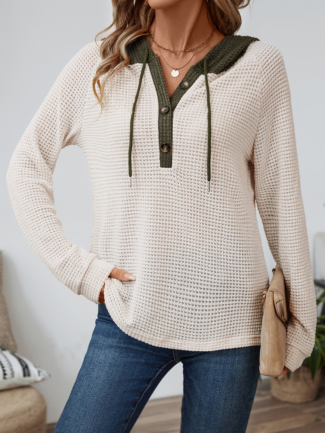 Eloise | Cosy Hooded Waffle Top