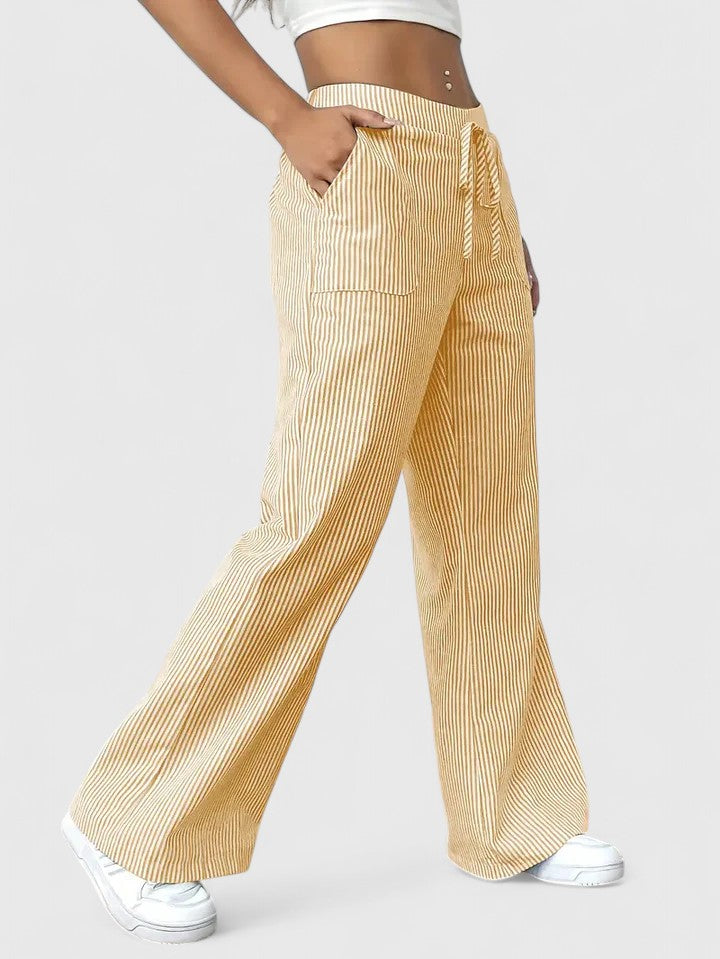 Dorothea | Fine-Stripe Wide-Leg Trousers