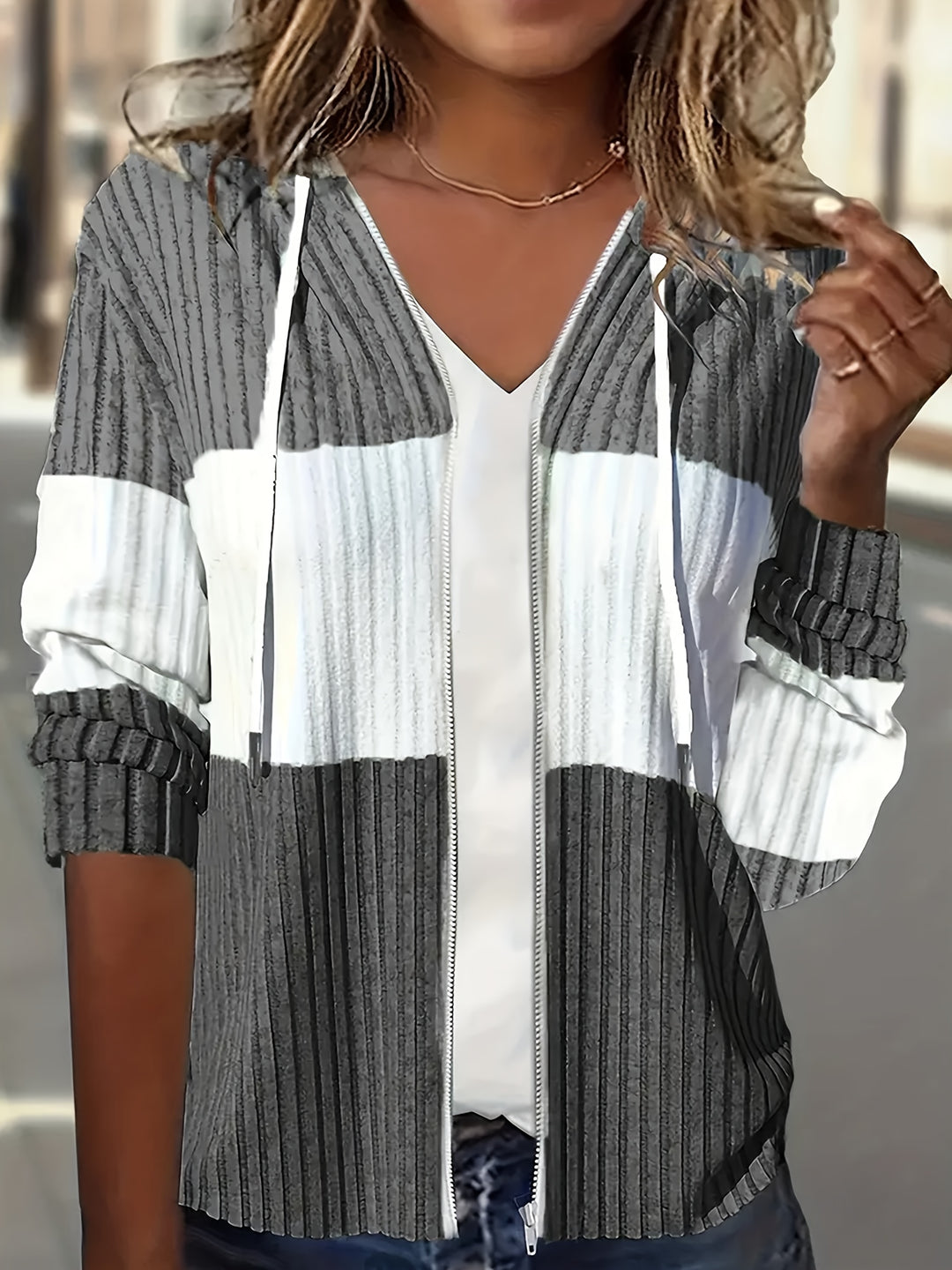 Lydia | Colour Block Hooded Jacket
