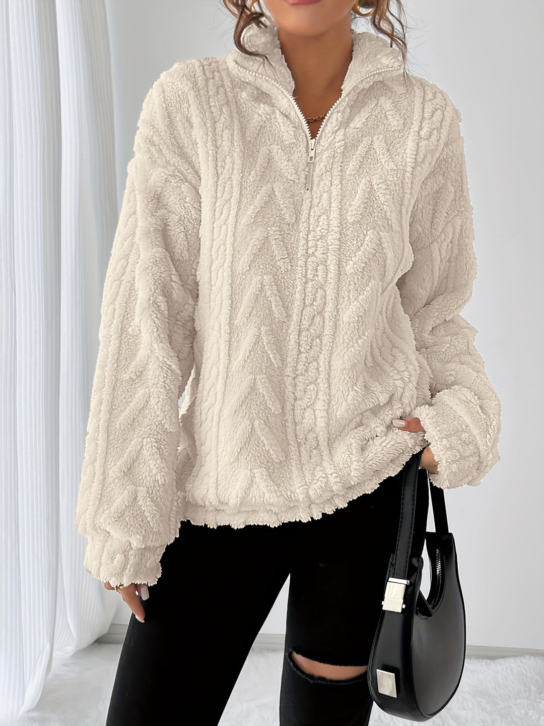 Clarice | Cosy Textured Quarter-Zip Pullover