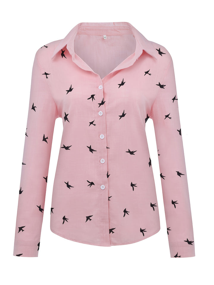 Matilda | Bird Print Button-Up Shirt