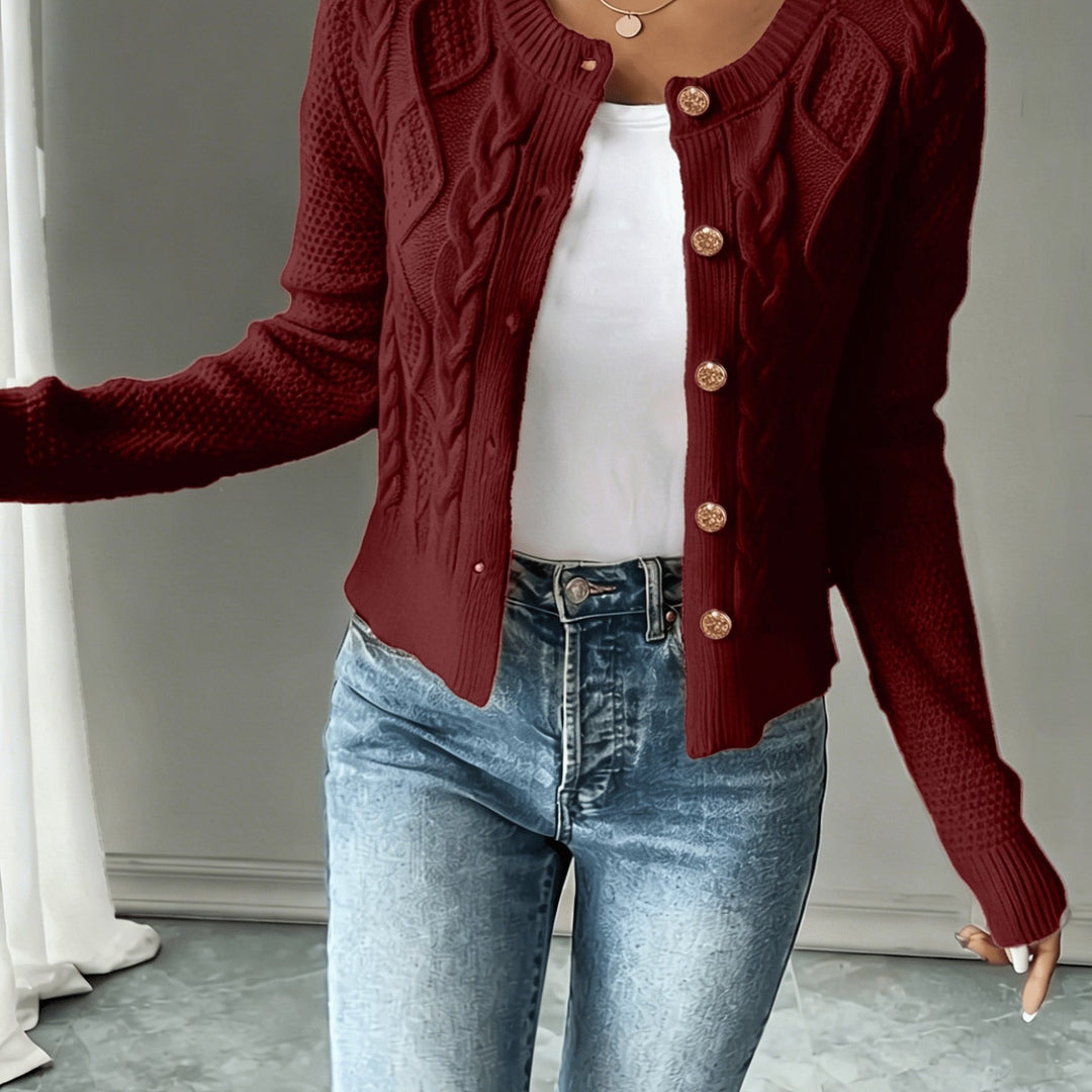 Lorraine | Cable-Knit Button-Front Cardigan