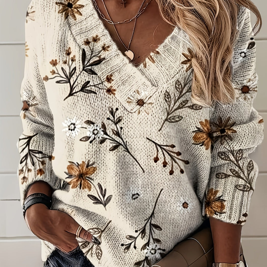 Mirabel | Floral V-Neck Sweater