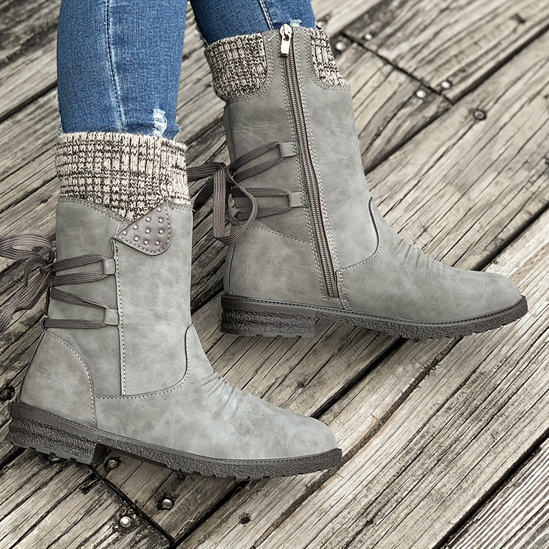 Dorothea | Cosy Lace-Up Mid-Calf Boots