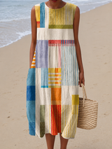 Tessa | Geometric Sleeveless Midi Dress