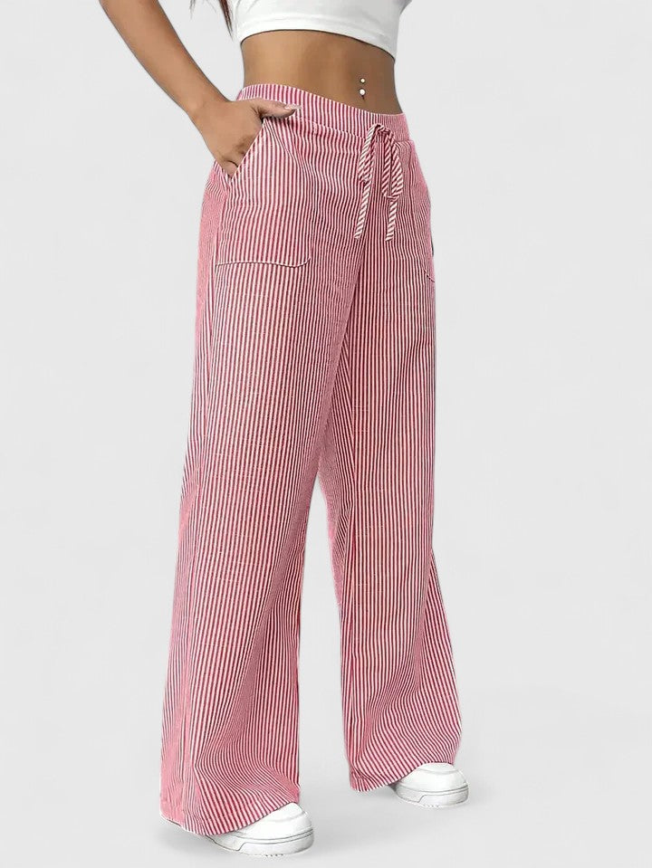 Dorothea | Fine-Stripe Wide-Leg Trousers