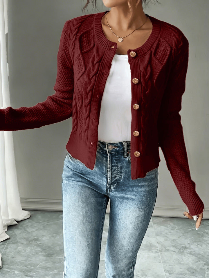 Lorraine | Cable-Knit Button-Front Cardigan