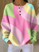 Pamela | Colour-Block Waffle Henley Top