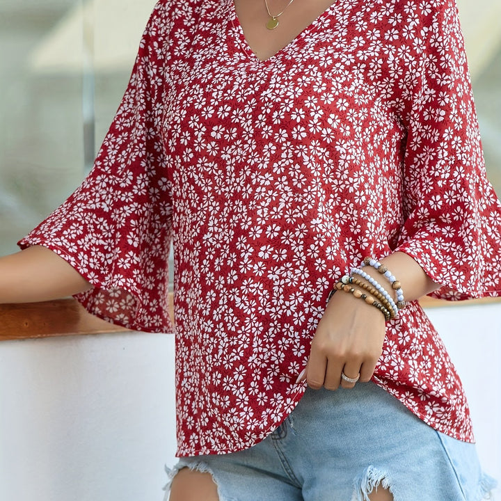 Annalise | Ruffle-Sleeve Floral Blouse