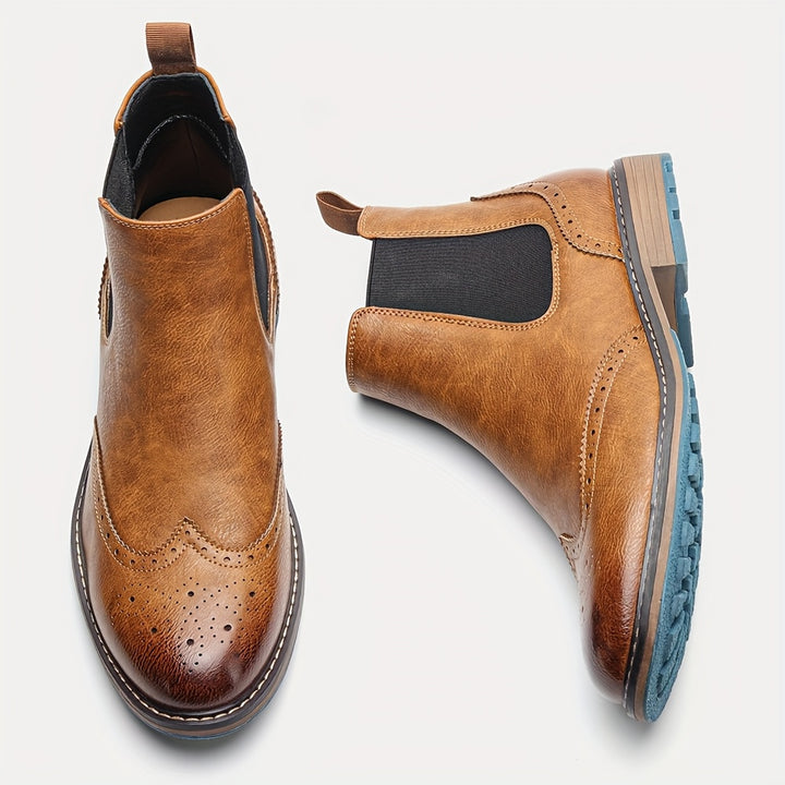 Barnaby | Refined Brogue Chelsea Boots