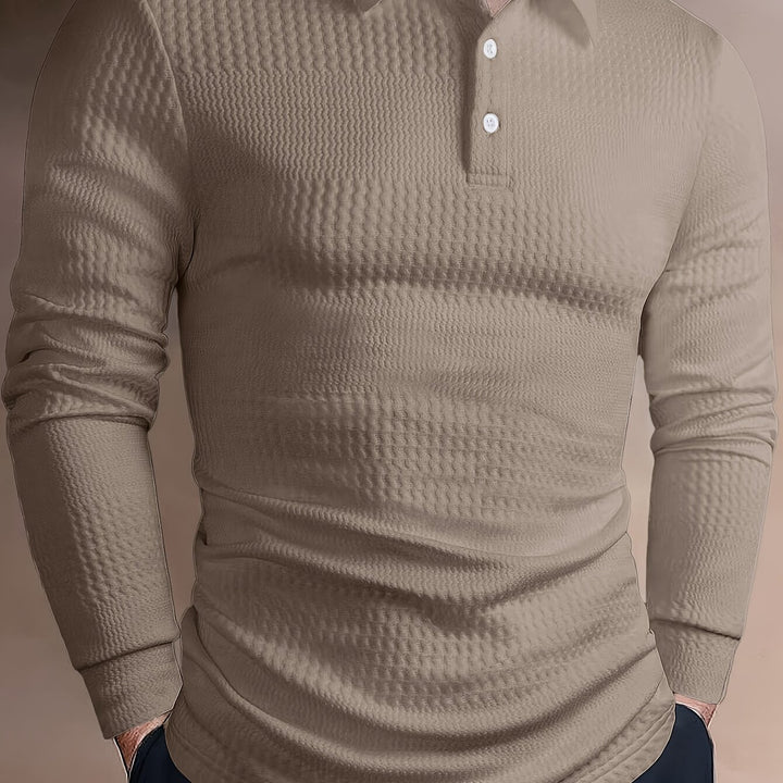 Lawrence | Textured Long Sleeve Polo Shirt
