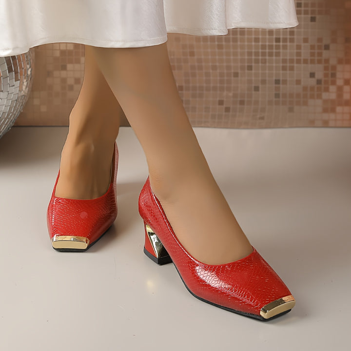 Isabelle | Elegant Square-Toe Block-Heel Pumps