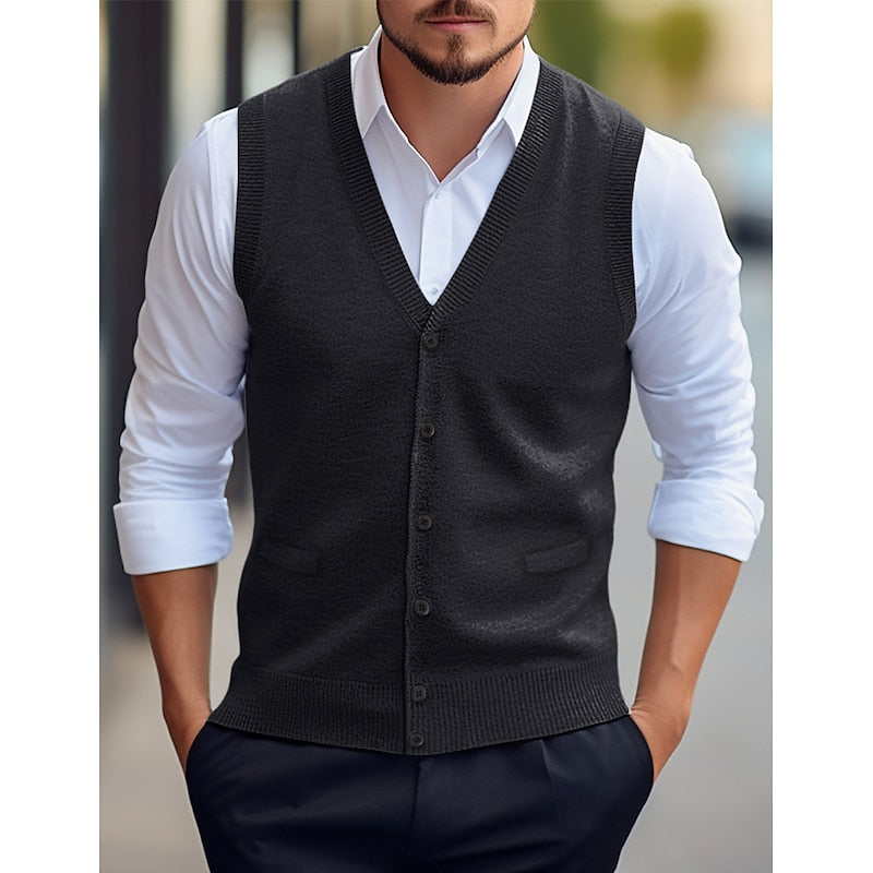 Everett | Christmas Buttoned Sweater Vest