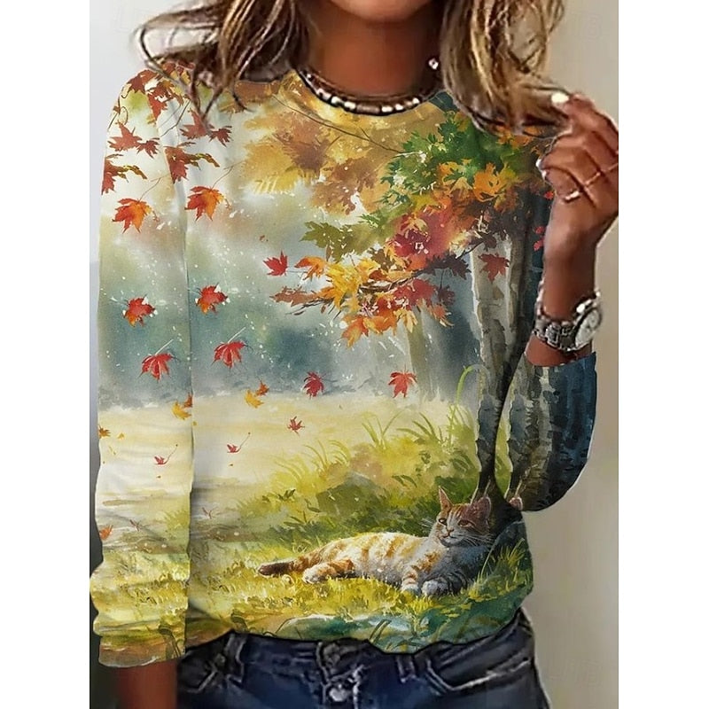 Marlena | Autumn Leaf Print Top